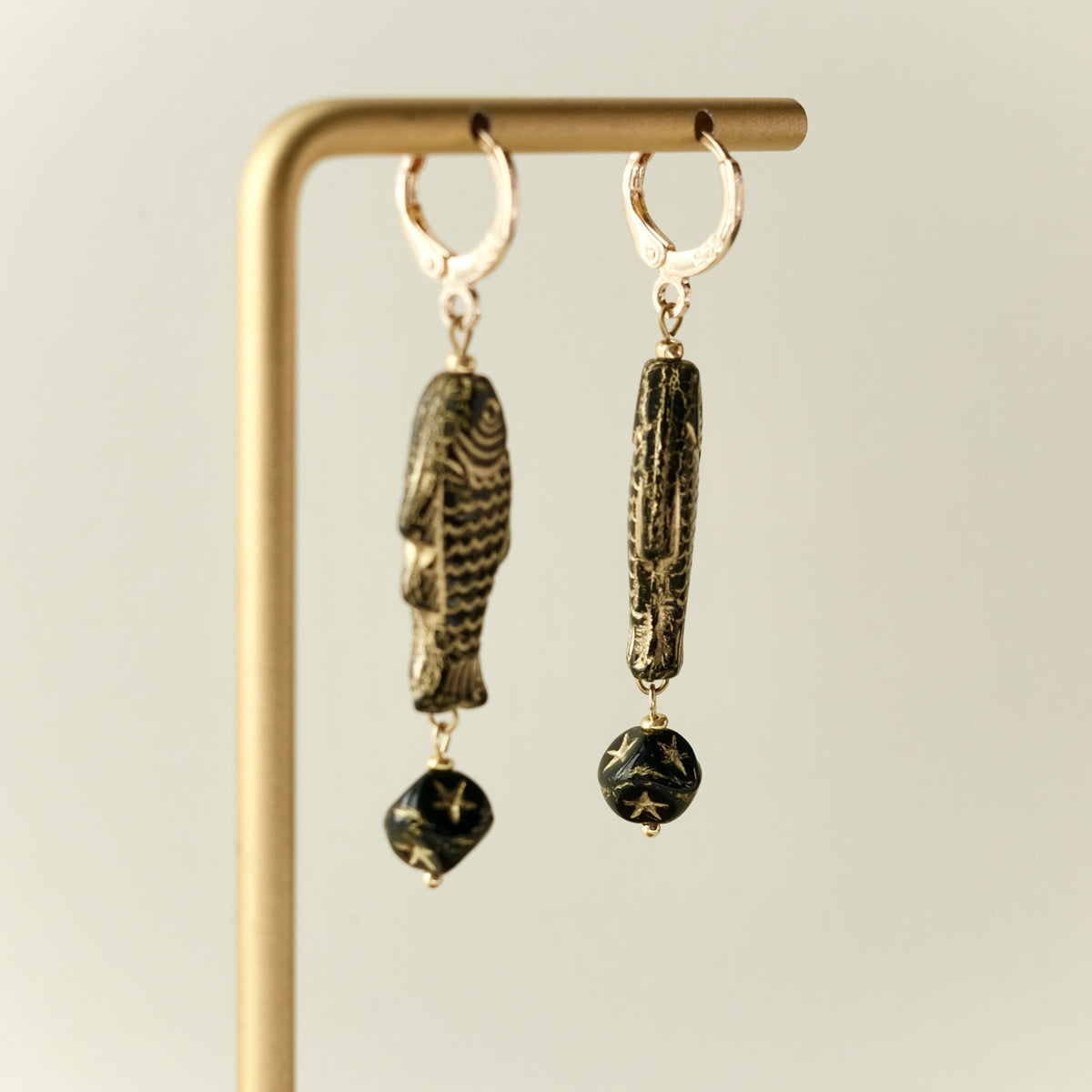 Hanging fish Czech glass earrings