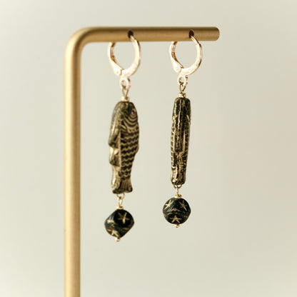Hanging fish Czech glass earrings