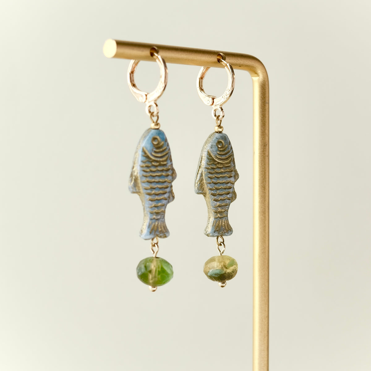 Hanging fish Czech glass earrings