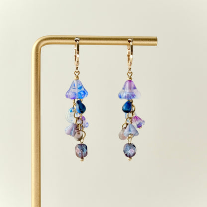 Blue-purple Czech glass jellyfish earrings