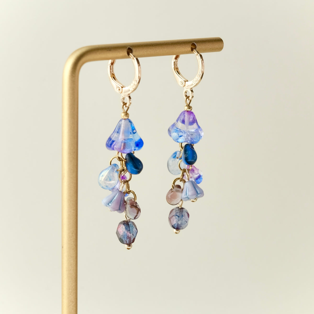 Blue-purple Czech glass jellyfish earrings