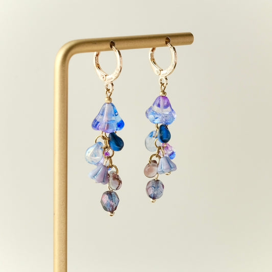 Blue-purple Czech glass jellyfish earrings