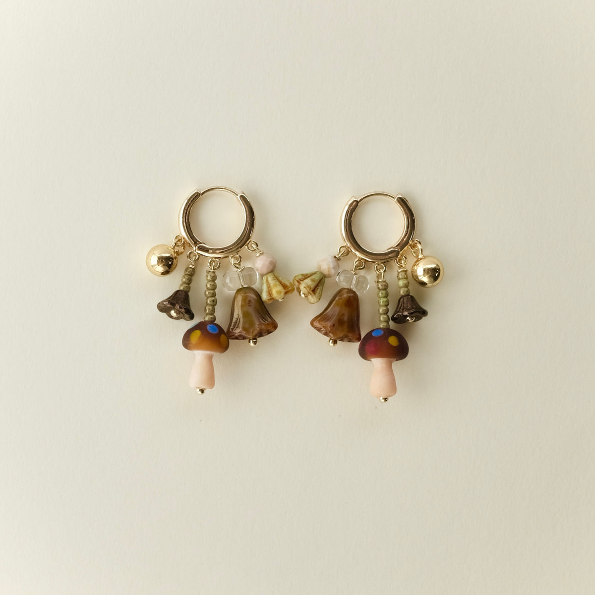 Multi charm mushroom earrings