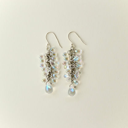 Iridescent glass grape earrings