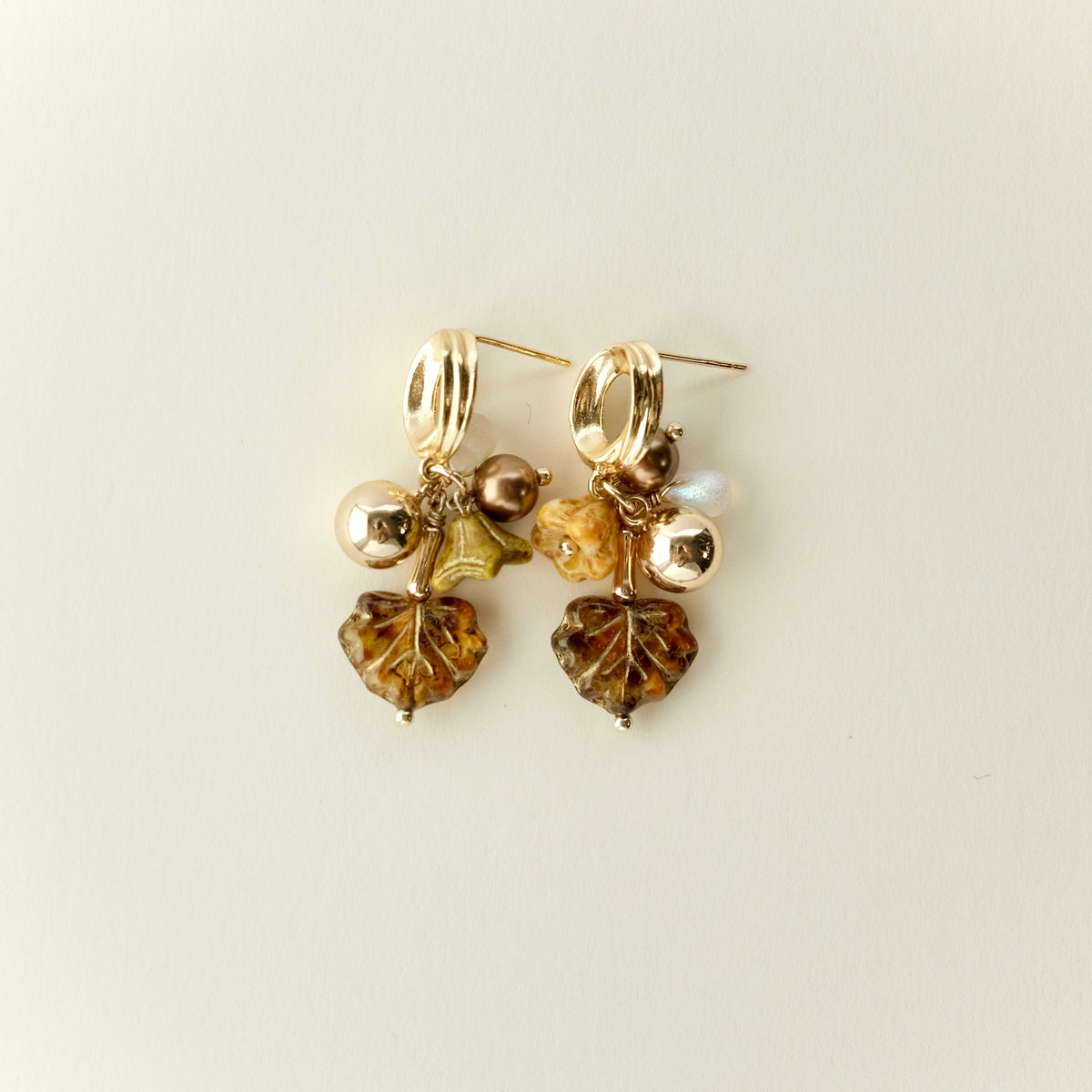 Czech glass leaf earrings