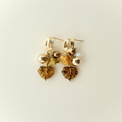 Czech glass leaf earrings