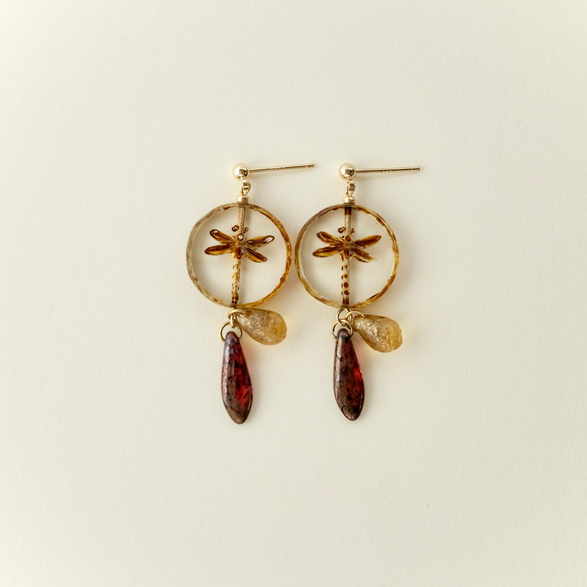Czech glass dragonfly earrings