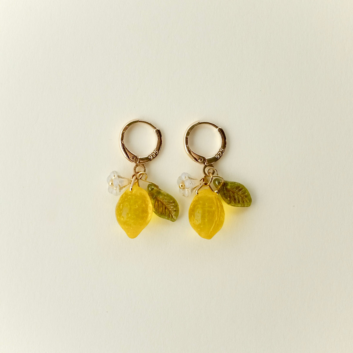 Lemon Czech glass earrings