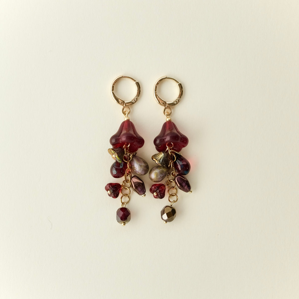Burgundy jellyfish earrings