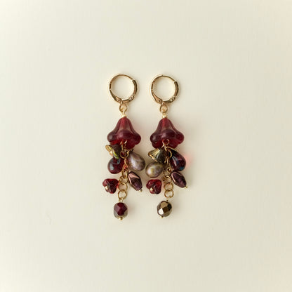 Burgundy jellyfish earrings