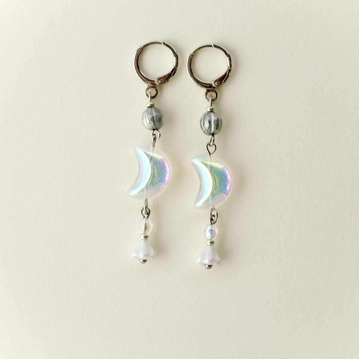 Iridescent moon earrings