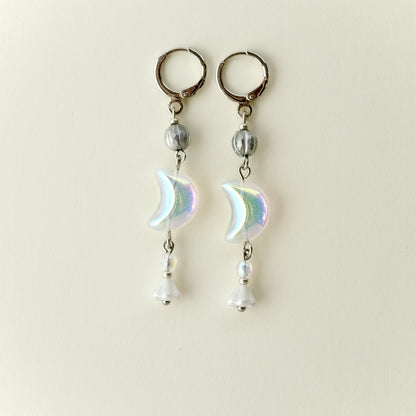 Iridescent moon earrings