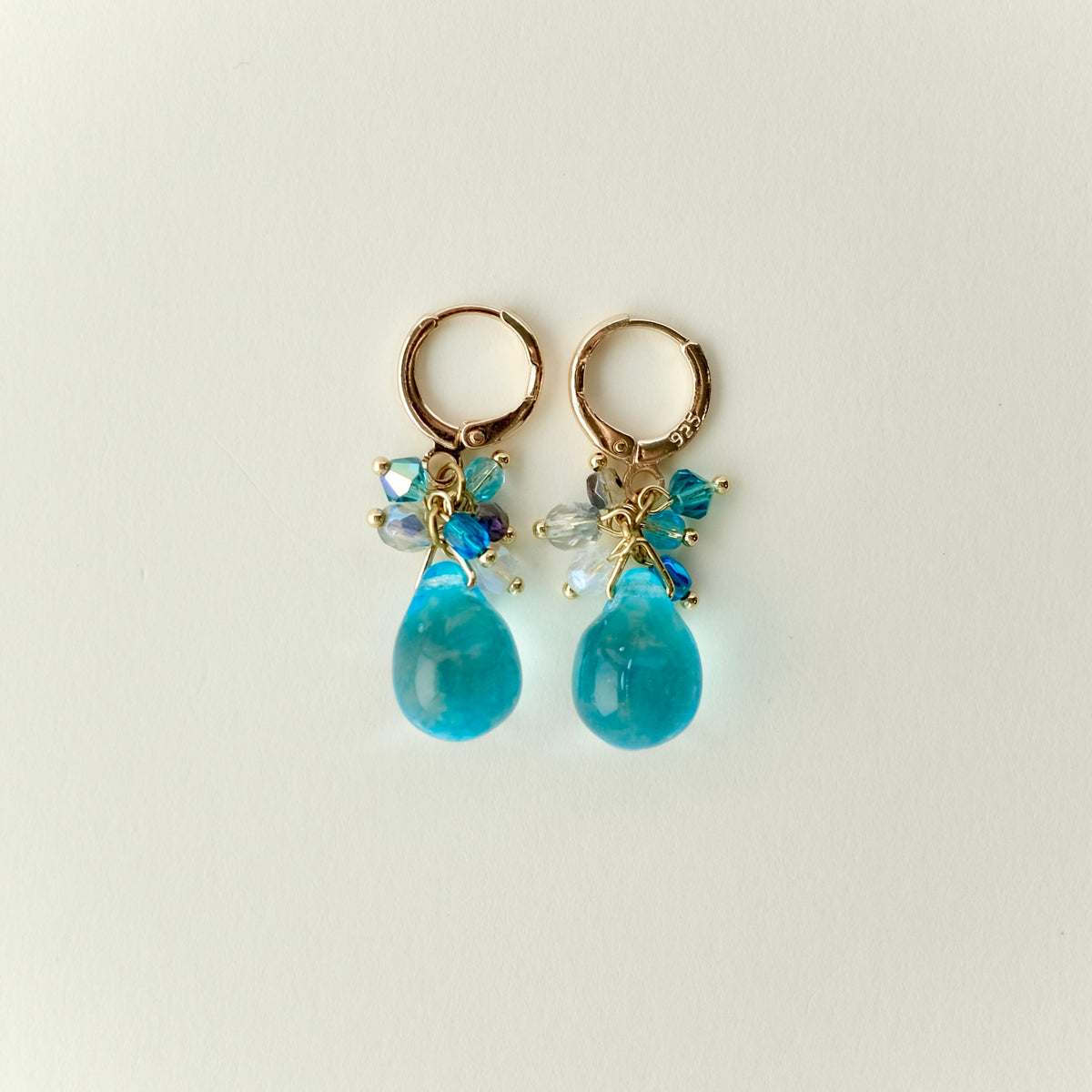 Blue Czech glass teardrop earrings