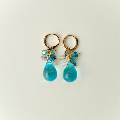 Blue Czech glass teardrop earrings