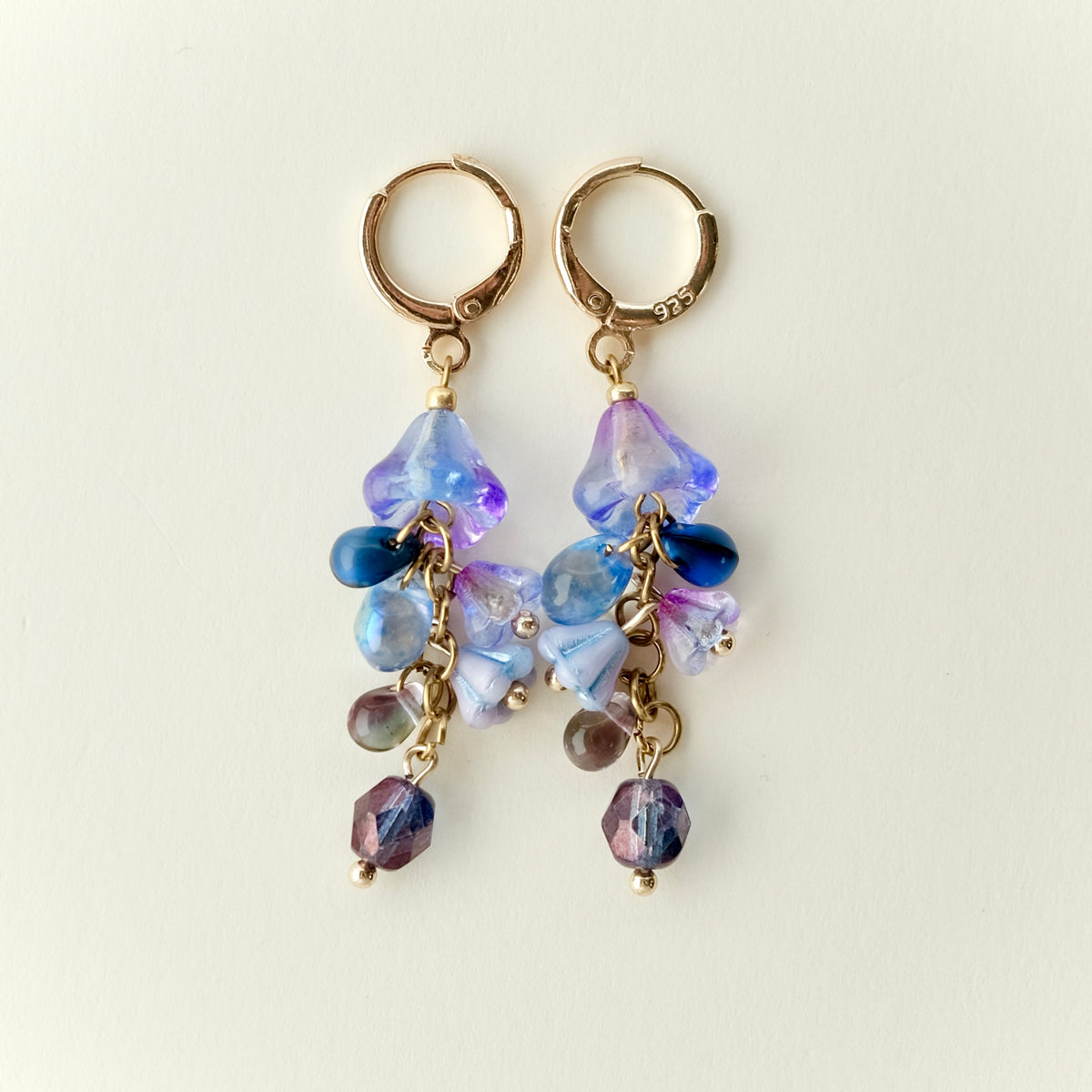 Blue-purple Czech glass jellyfish earrings