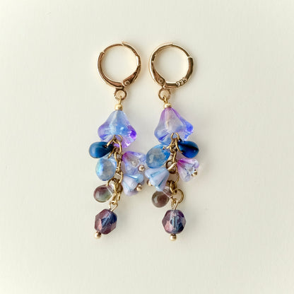 Blue-purple Czech glass jellyfish earrings