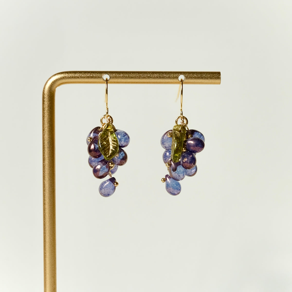 Indigo Czech glass grape earring