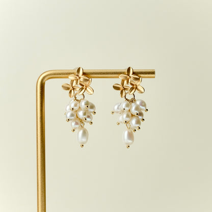 Osmanthus grape freshwater pearl earrings