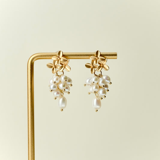 Osmanthus grape freshwater pearl earrings