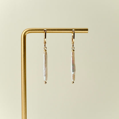 stick-shaped freshwater pearl earrings