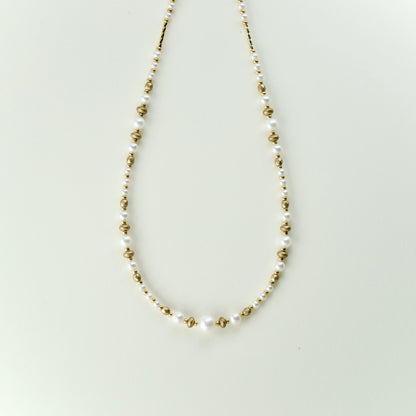 Round freshwater pearl and Czech glass necklace