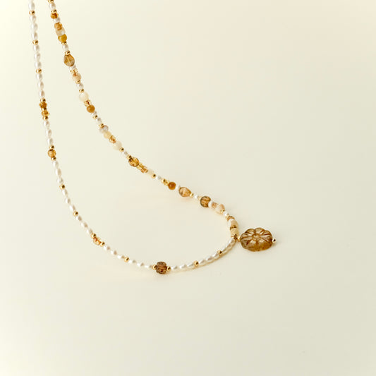 Half pearl amber necklace
