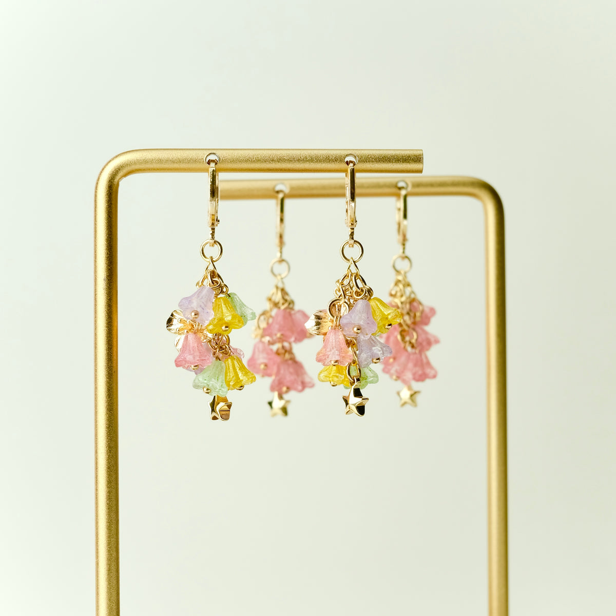 Multicolor Czech glass bouquet earrings