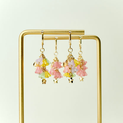 Multicolor Czech glass bouquet earrings