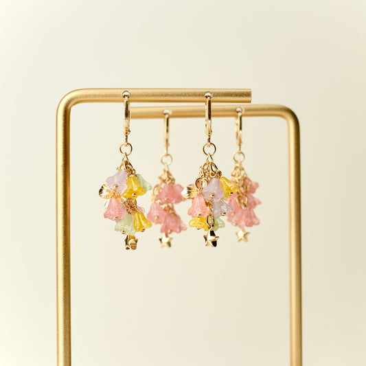 Multicolor Czech glass bouquet earrings