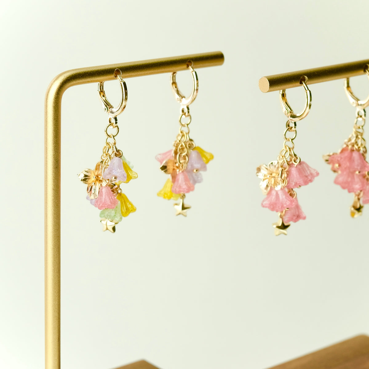 Multicolor Czech glass bouquet earrings