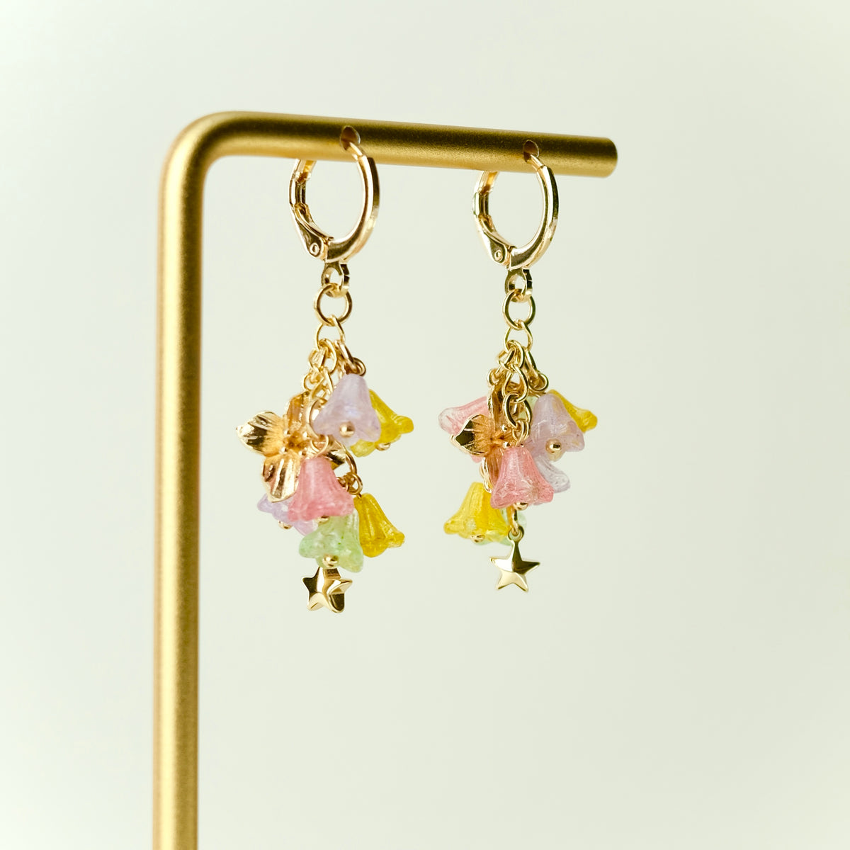 Multicolor Czech glass bouquet earrings