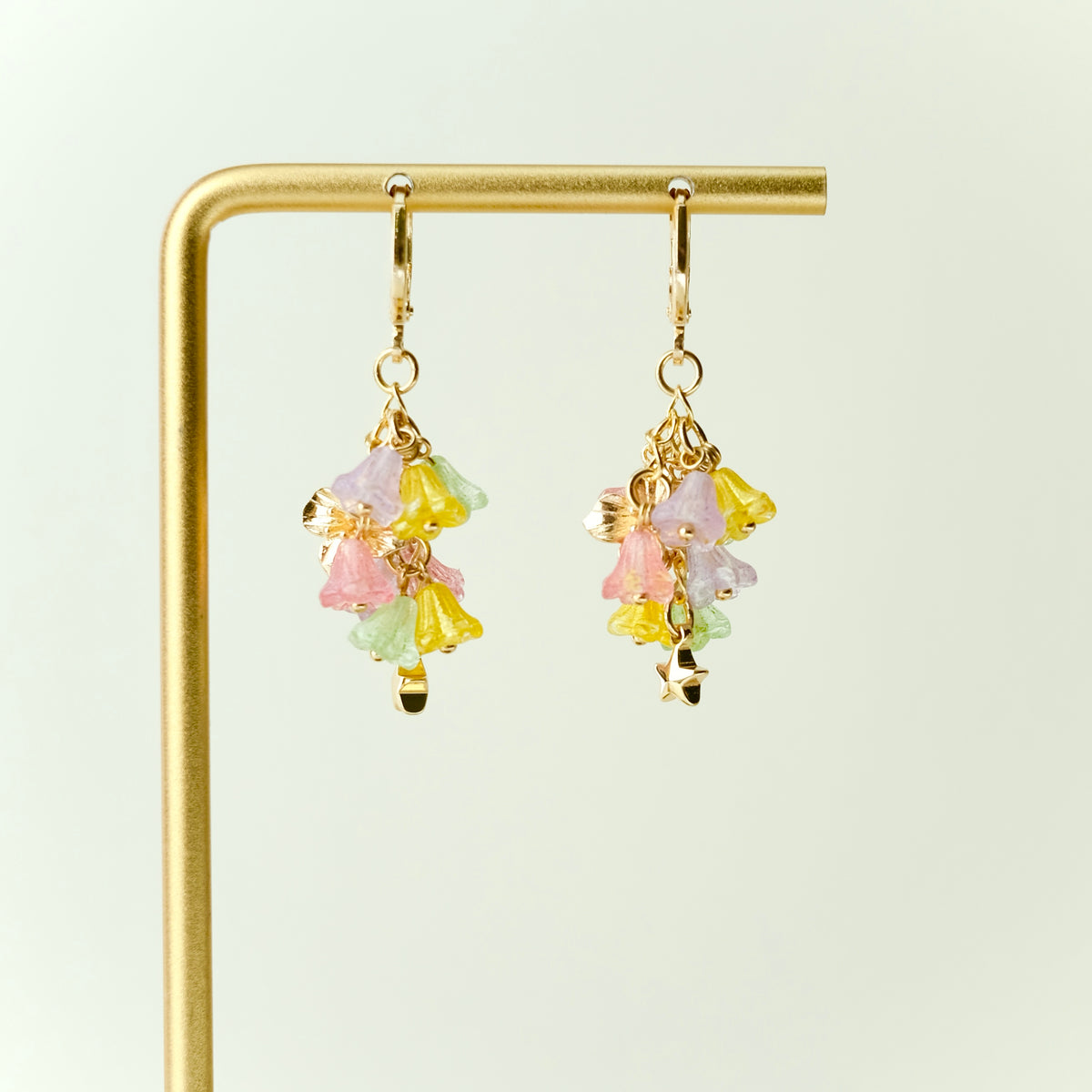 Multicolor Czech glass bouquet earrings