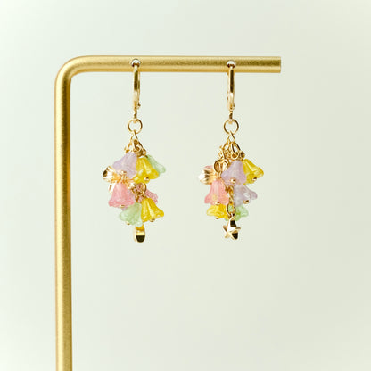 Multicolor Czech glass bouquet earrings