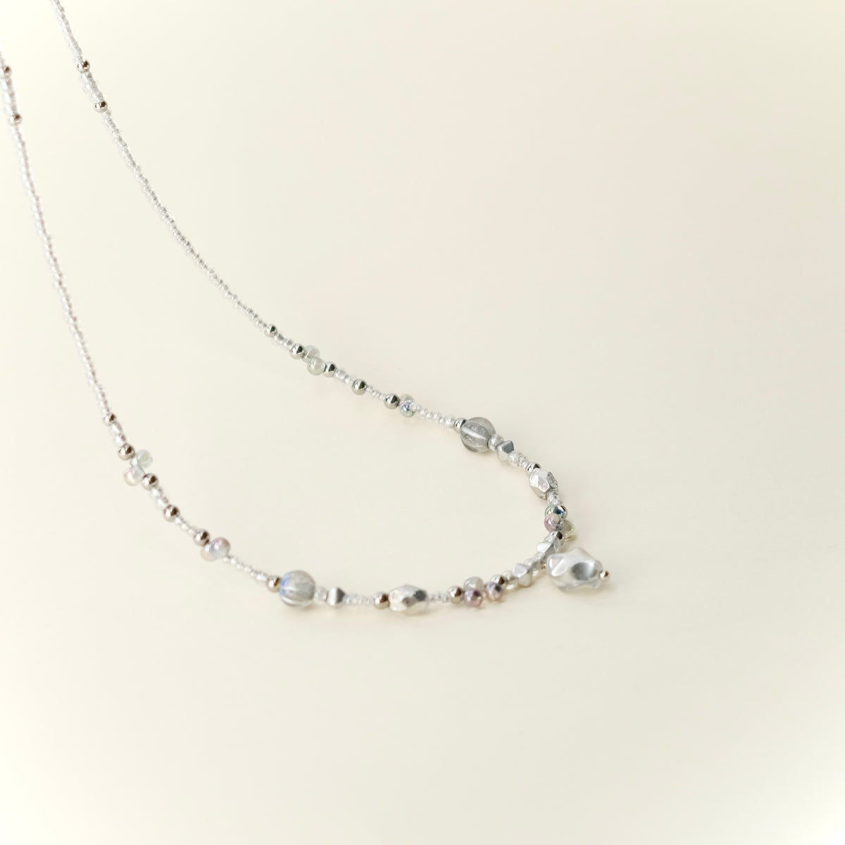 Silver Czech glass necklace - Moonlight