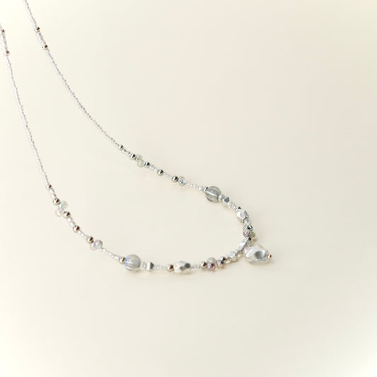 Silver Czech glass necklace - Moonlight