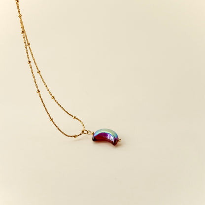 Double-sided fuchsia moon pendant
