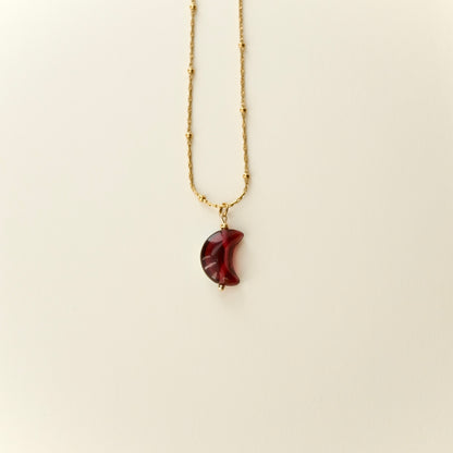 Double-sided fuchsia moon pendant