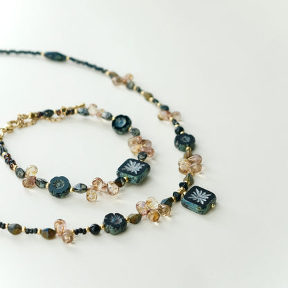 Brown black Czech glass bracelet