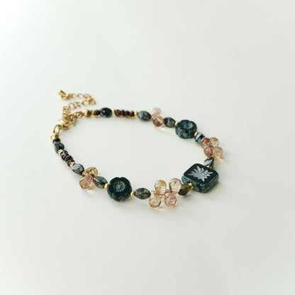 Brown black Czech glass bracelet