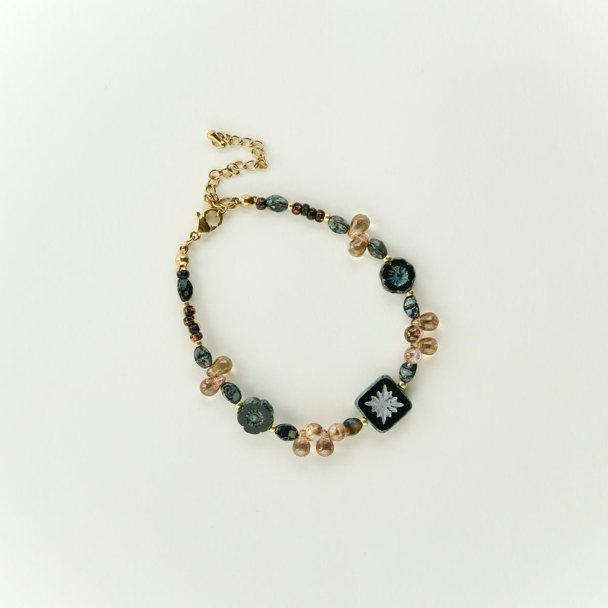 Brown black Czech glass bracelet