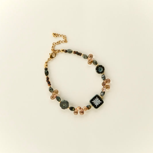 Brown black Czech glass bracelet