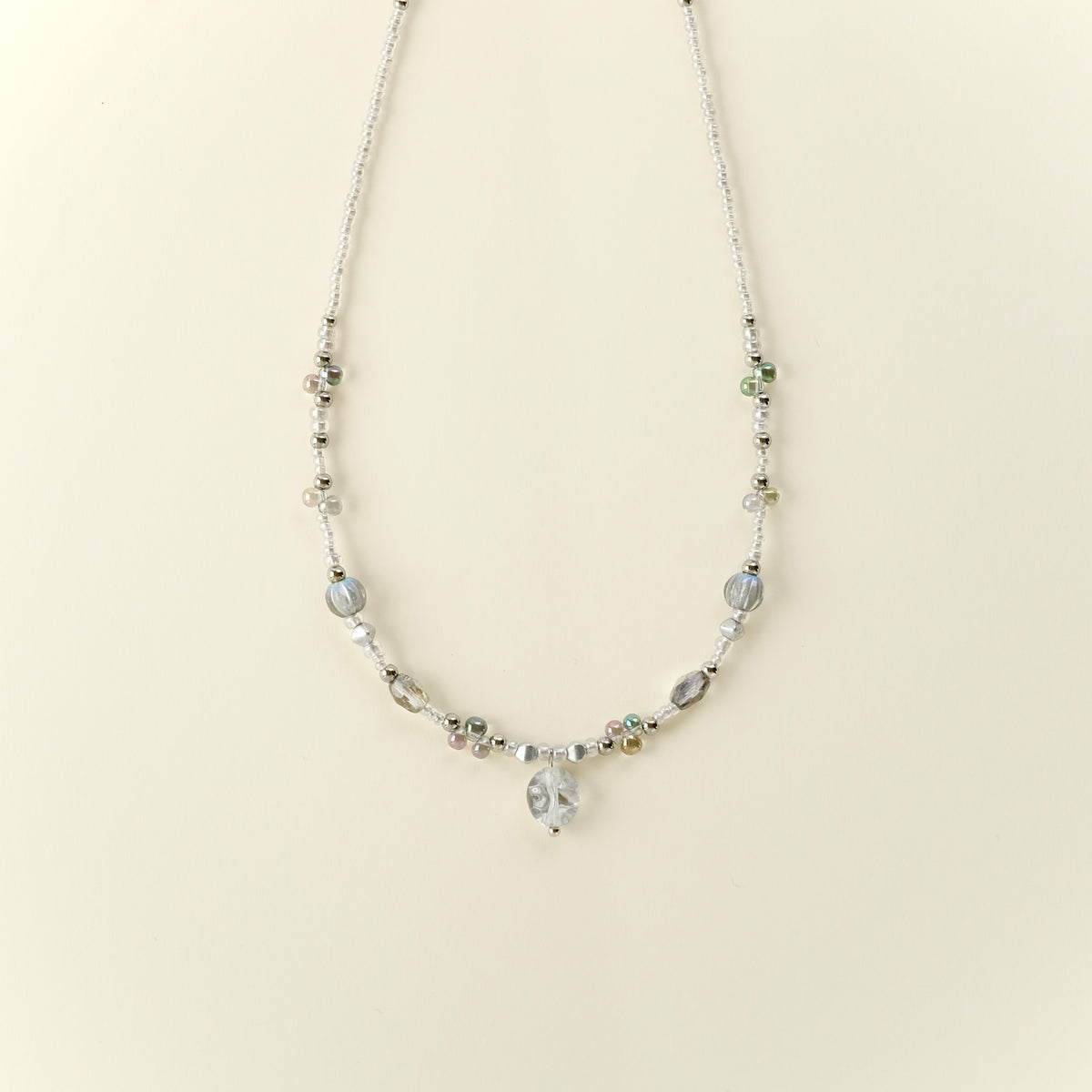 Silver Czech glass necklace - Moonlight