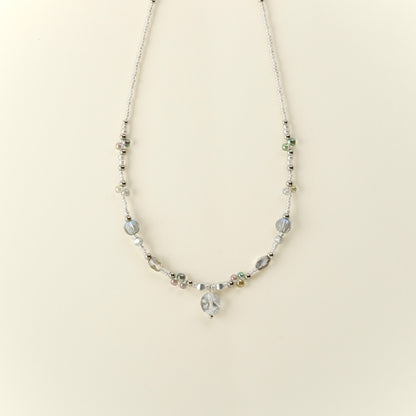 Silver Czech glass necklace - Moonlight