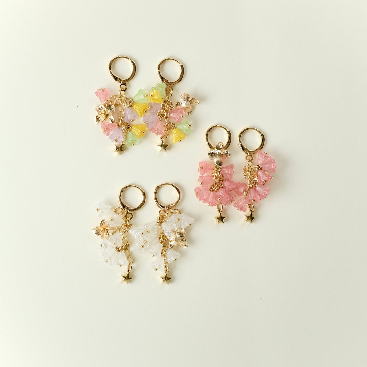 Multicolor Czech glass bouquet earrings