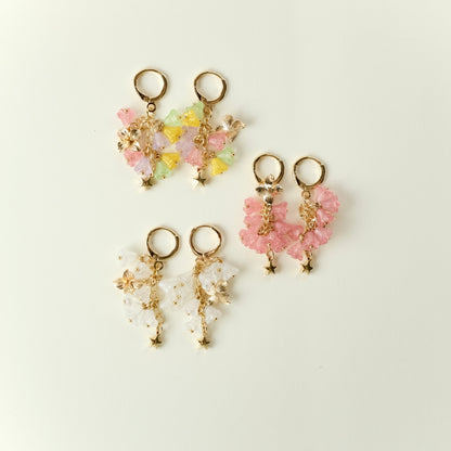 Multicolor Czech glass bouquet earrings