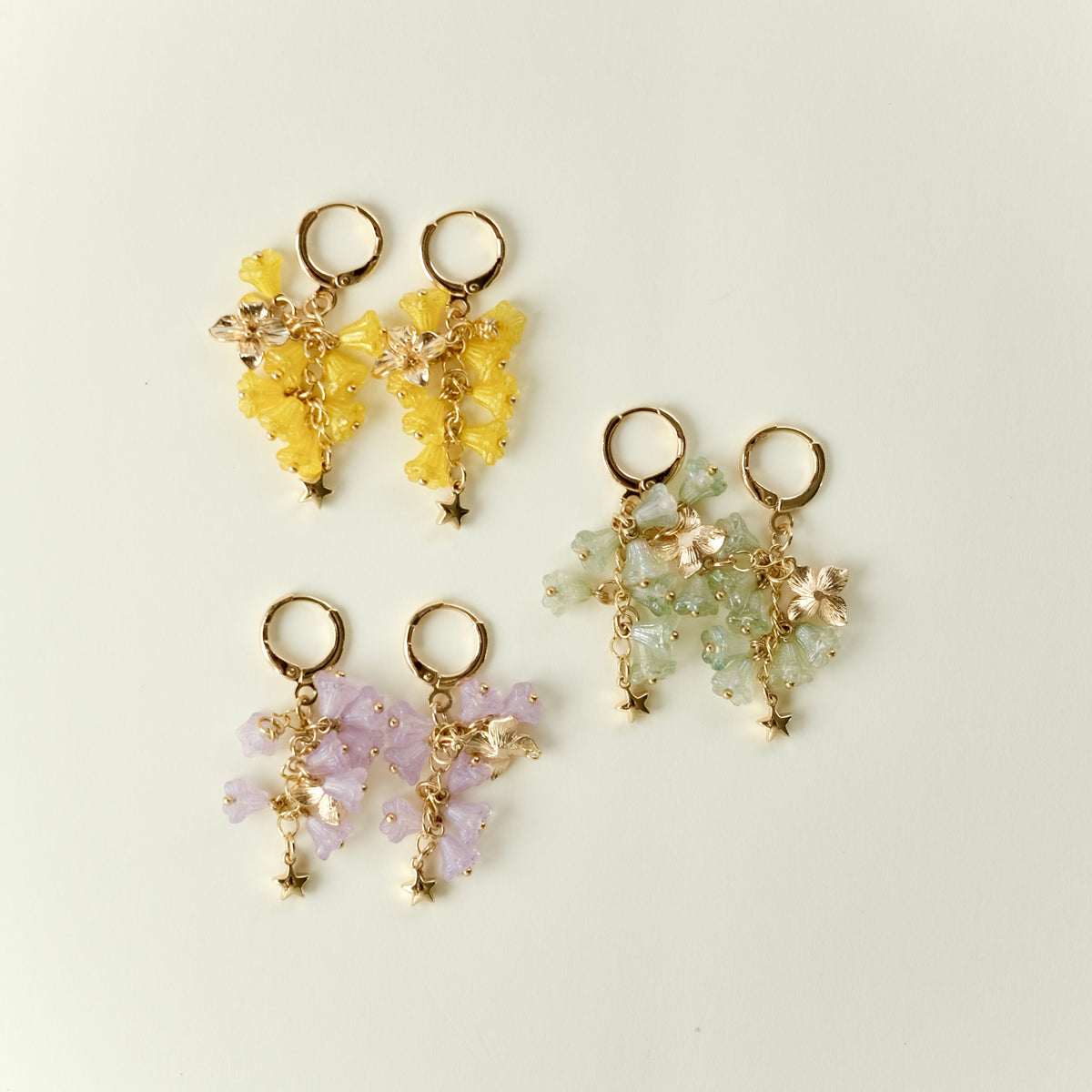 Multicolor Czech glass bouquet earrings