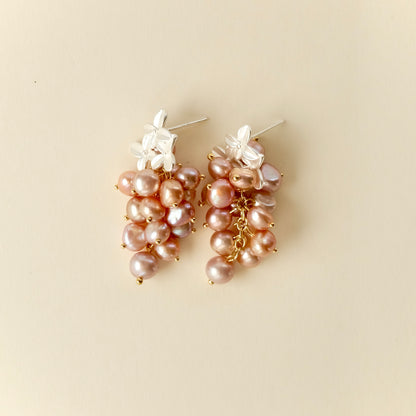 Osmanthus grape freshwater pearl earrings