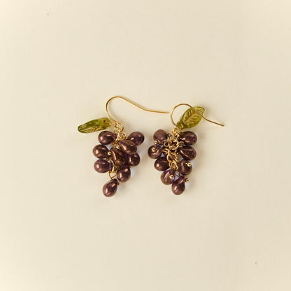 Indigo Czech glass grape earring