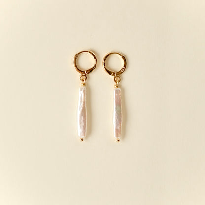 stick-shaped freshwater pearl earrings