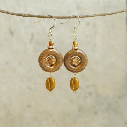 Handmade Bagel Czech Glass Bead Earrings